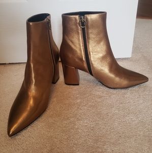 Black Suede Studio Bronze Booties